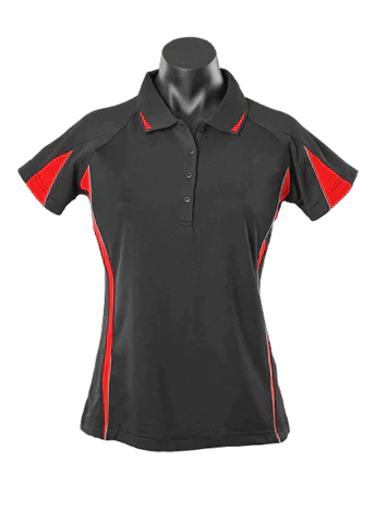 Aussie Pacific Eureka Ladies Polo Shirt 2304 Casual Wear Aussie Pacific Black/Red/Ashe 8 